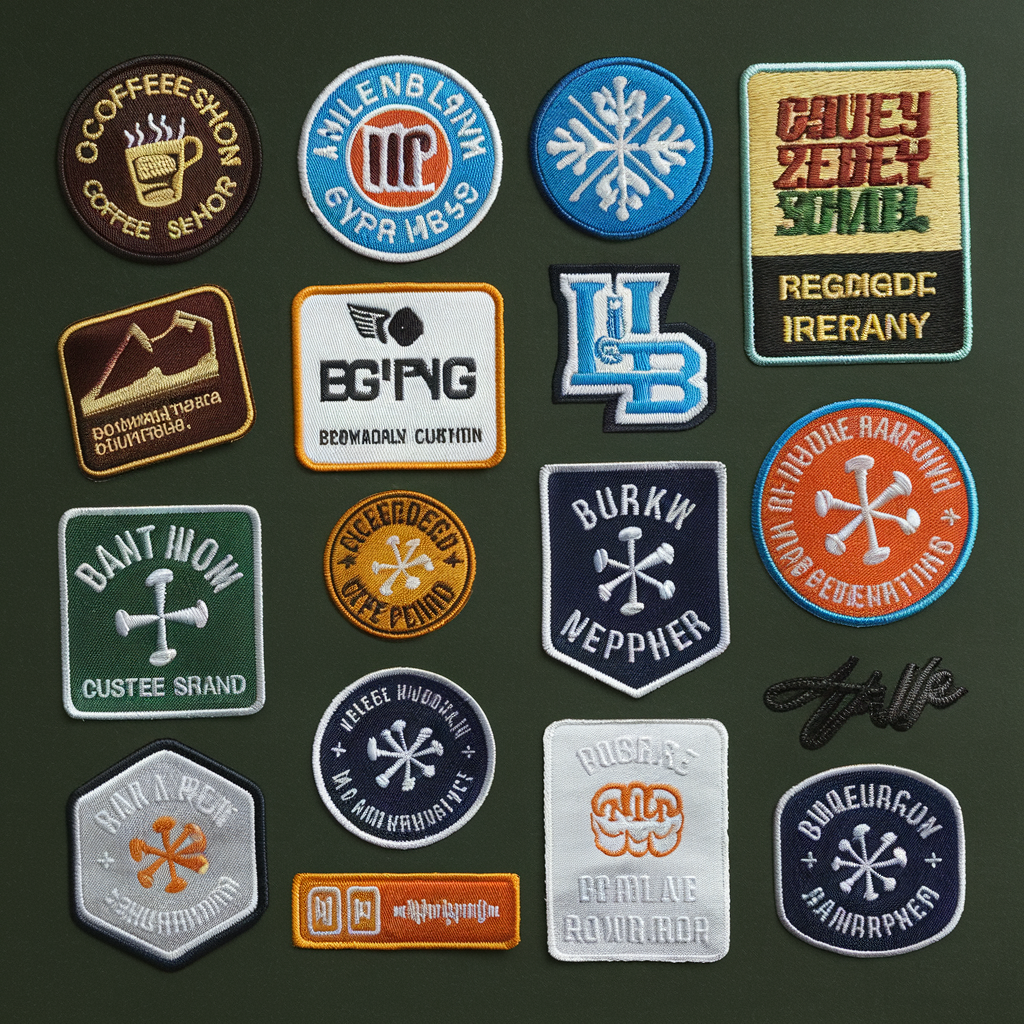 A set of custom marketing and branding patches.